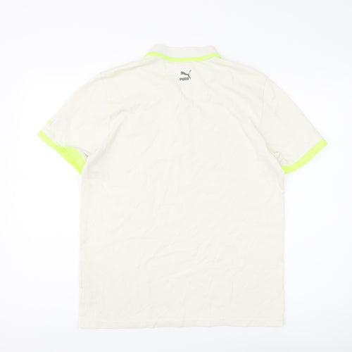 Puma Men's Beige Polo Shirt Size 19 with Logo Accent