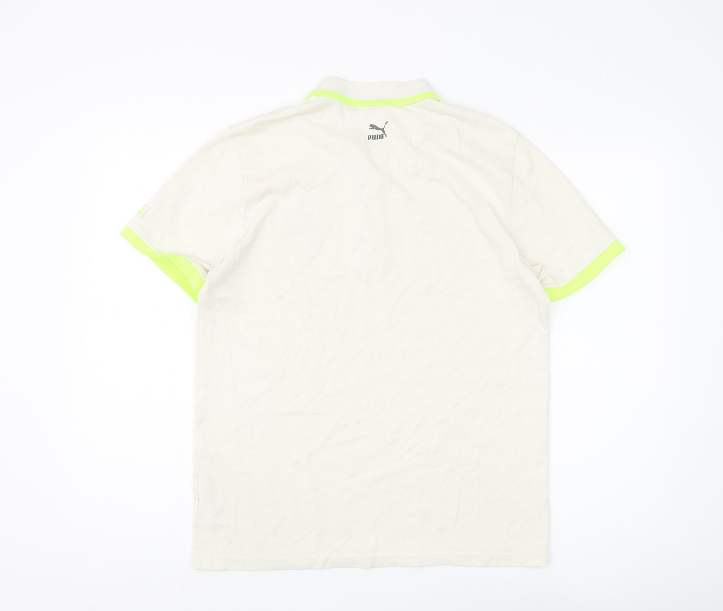 Puma Men's Beige Polo Shirt Size 19 with Logo Accent