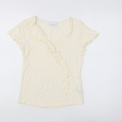 Liz Claiborne Women's Ivory Ruffle T-Shirt S