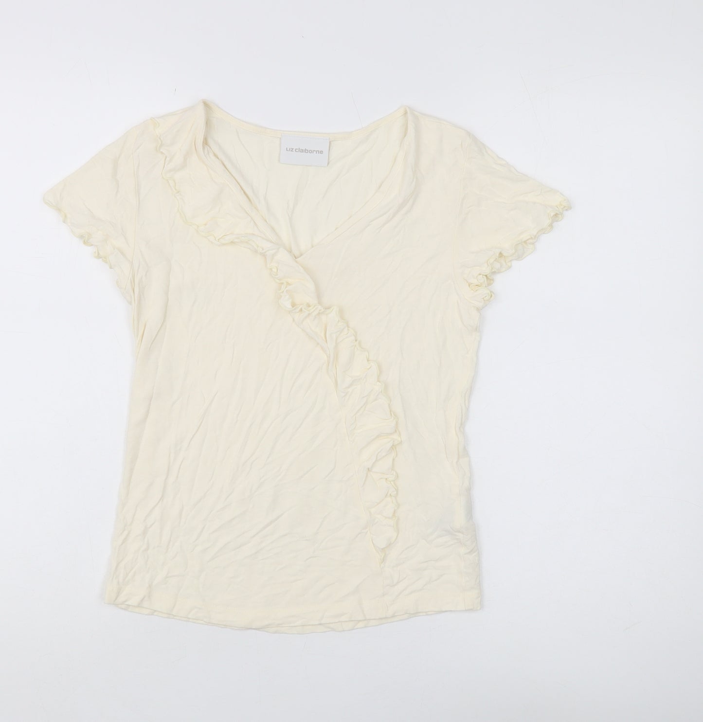 Liz Claiborne Women's Ivory Ruffle T-Shirt S