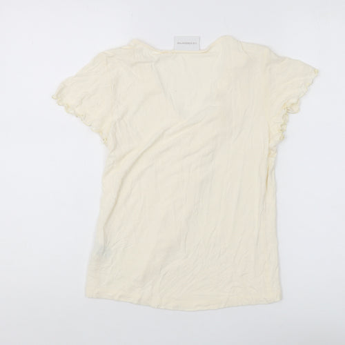 Liz Claiborne Women's Ivory Ruffle T-Shirt S