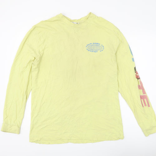 Collusion Yellow Graphic Long Sleeve T-Shirt, Size L