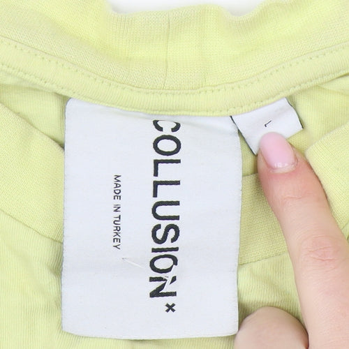 Collusion Yellow Graphic Long Sleeve T-Shirt, Size L
