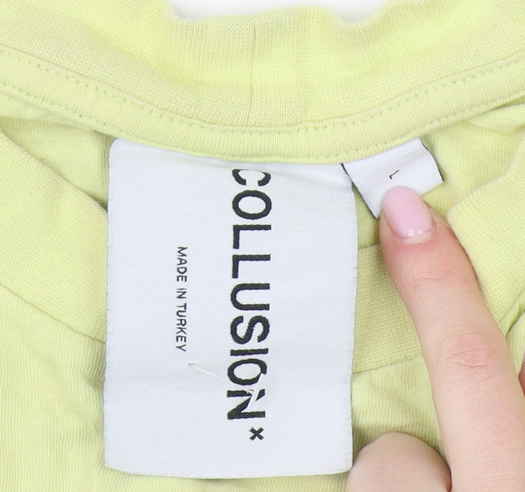 Collusion Yellow Graphic Long Sleeve T-Shirt, Size L