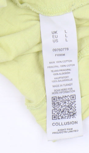 Collusion Yellow Graphic Long Sleeve T-Shirt, Size L