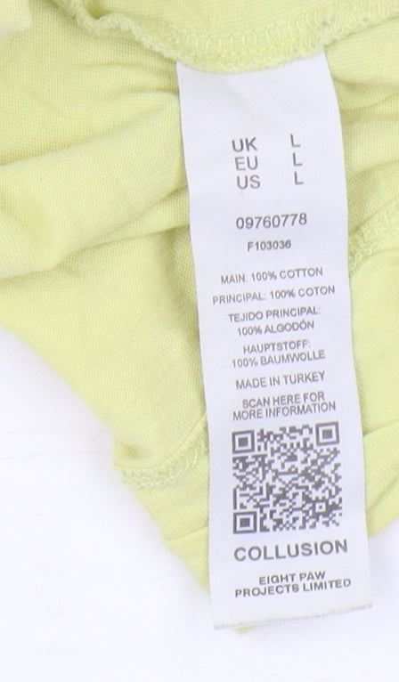 Collusion Yellow Graphic Long Sleeve T-Shirt, Size L