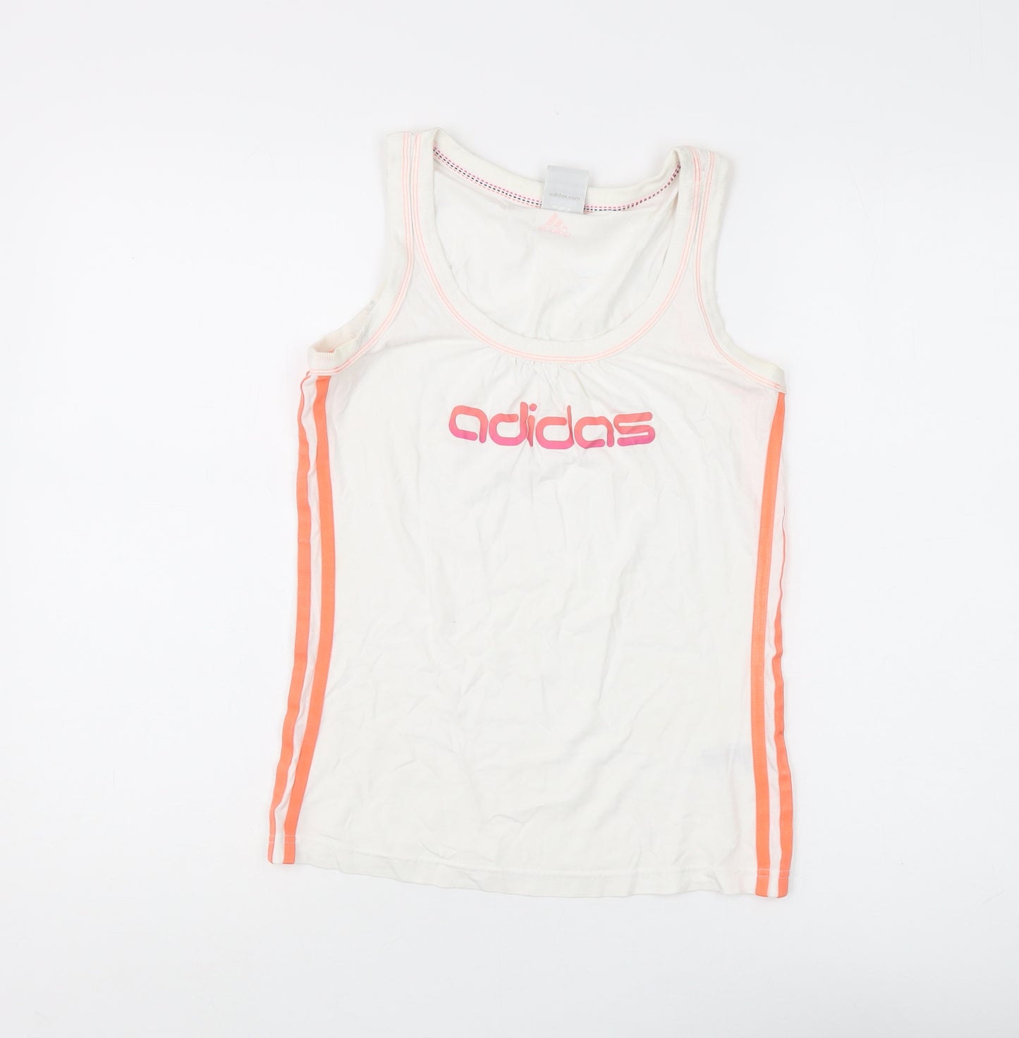Adidas Women's White Tank Top Size 12 Sleeveless Scoop Neck