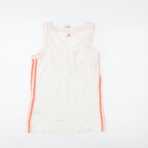 Adidas Women's White Tank Top Size 12 Sleeveless Scoop Neck