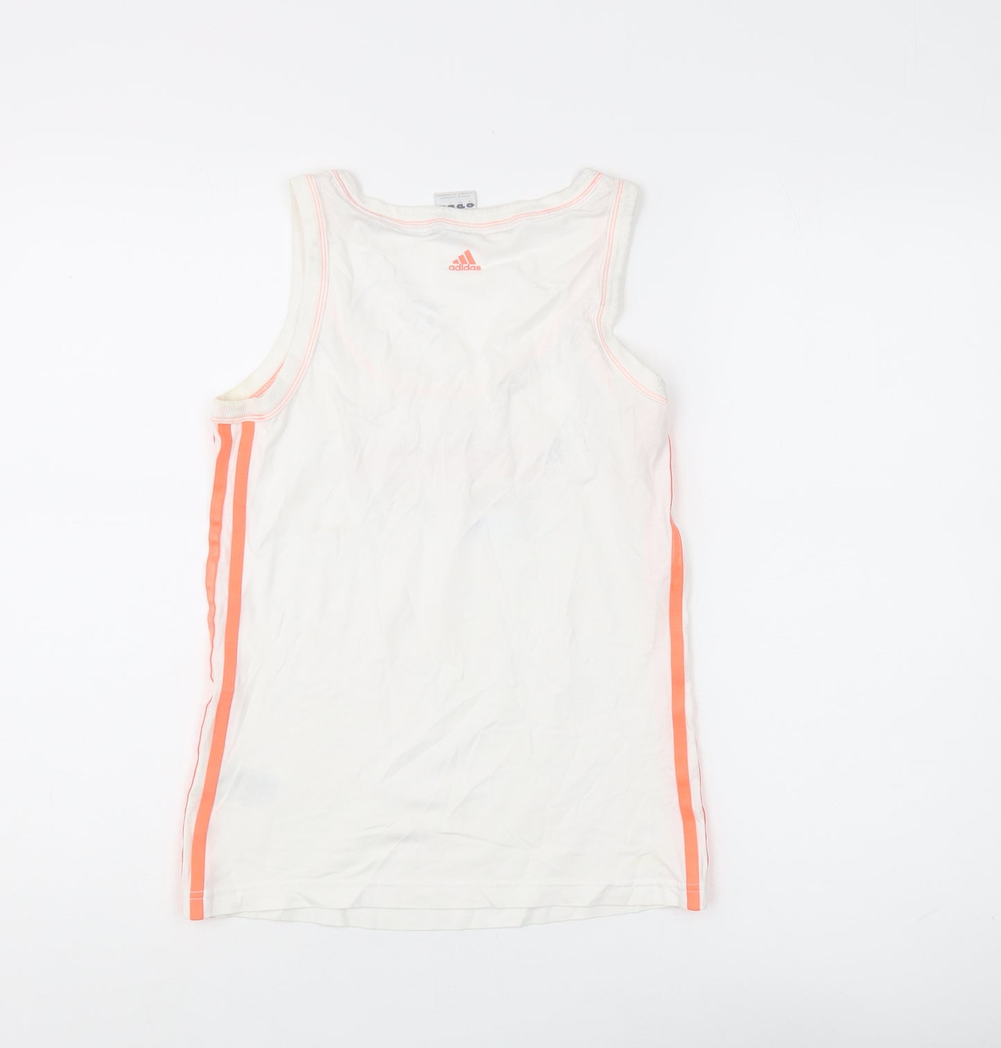 Adidas Women's White Tank Top Size 12 Sleeveless Scoop Neck