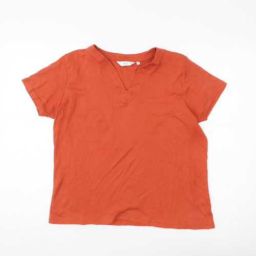 ISLE Women's Orange V-Neck T-Shirt, Size M