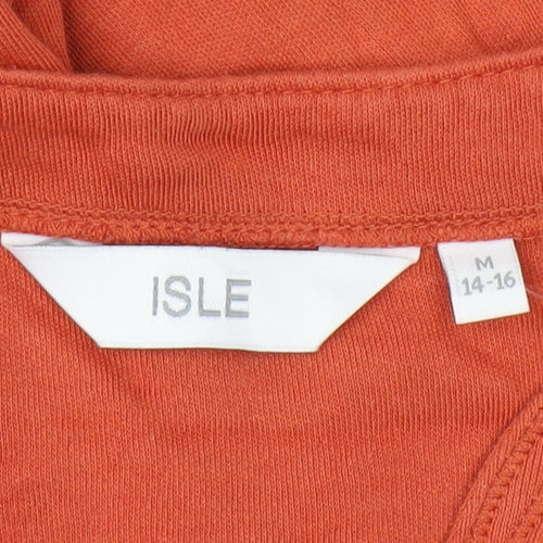 ISLE Women's Orange V-Neck T-Shirt, Size M