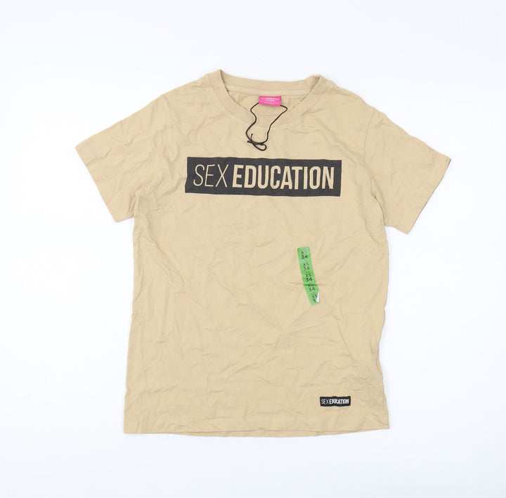 Pull&Bear Beige T-Shirt XS Women's Casual Style