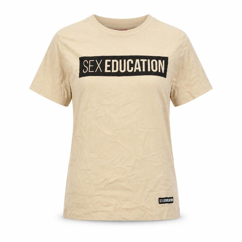 Front view of Pull&Bear Beige T-Shirt XS Women's Casual Style