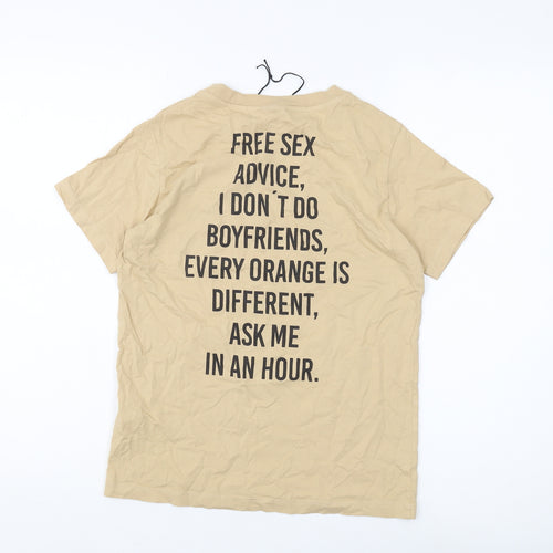 Pull&Bear Beige T-Shirt XS Women's Casual Style