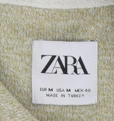 Zara Men's Beige M Polo Shirt, Short Sleeve, Cotton Blend