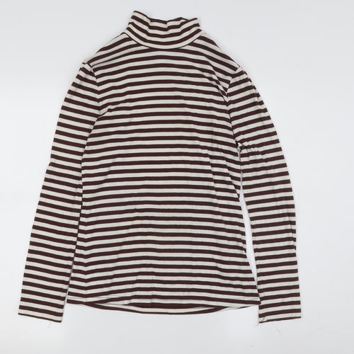 Paris Atelier Women's Brown Striped Roll Neck T-Shirt