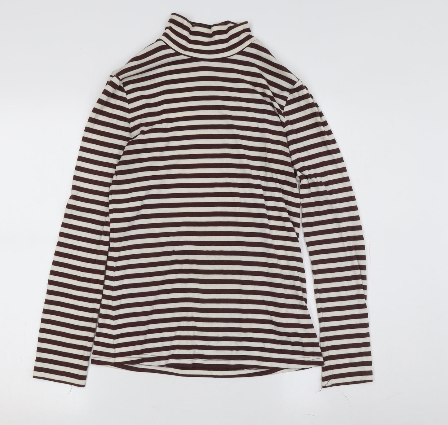 Paris Atelier Women's Brown Striped Roll Neck T-Shirt