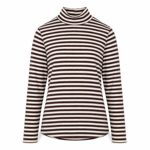 Paris Atelier Women's Brown Striped Roll Neck T-Shirt