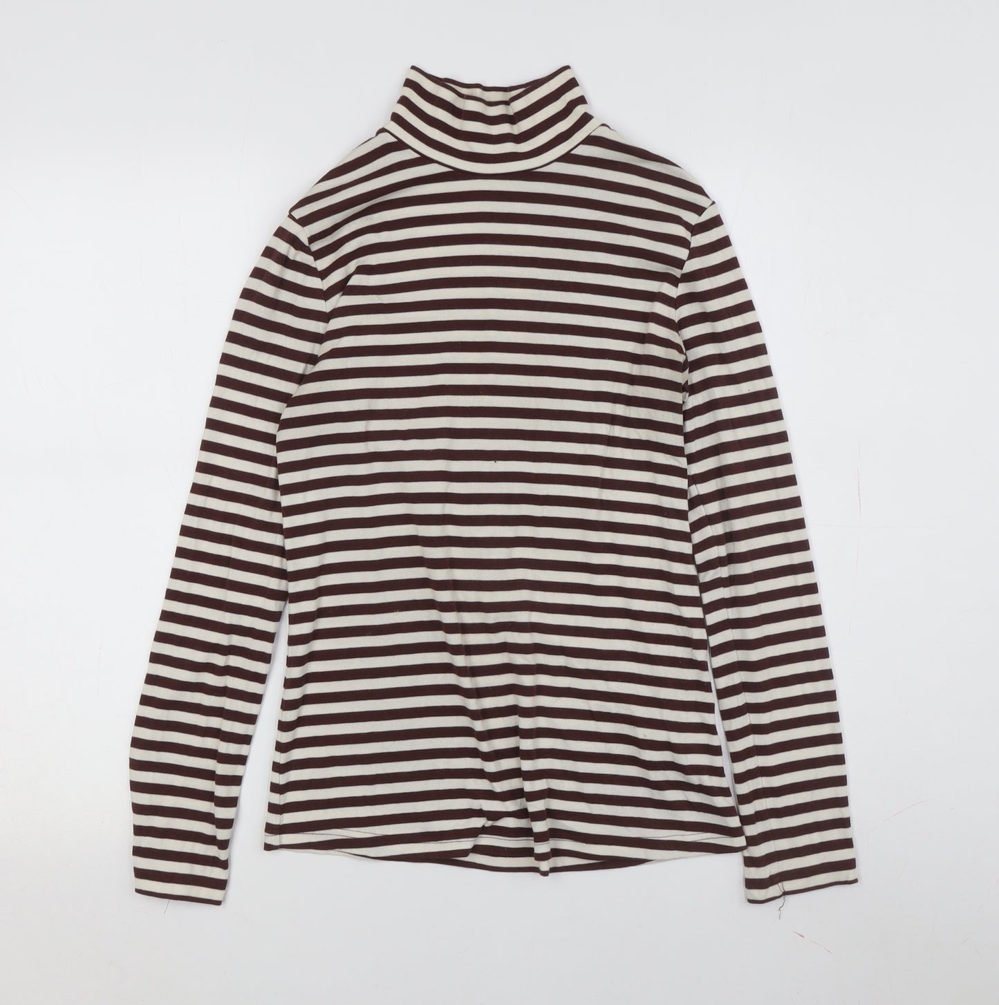 Paris Atelier Women's Brown Striped Roll Neck T-Shirt