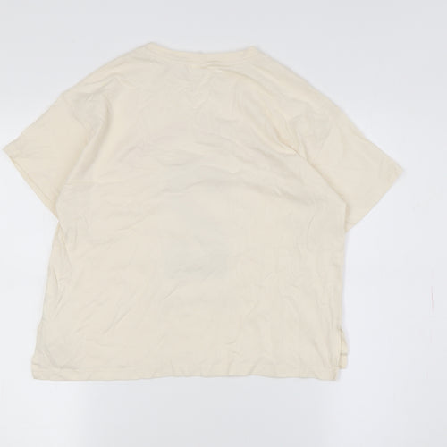 Zara Girls Beige Graphic T-Shirt, 13-14 Years, Casual Spring Top