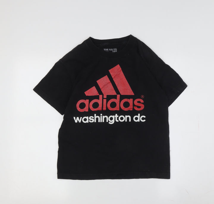 Adidas Boys Black Graphic Print T-Shirt M Casual Logo