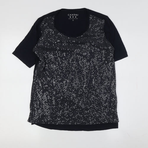 Canda Women's Black Sequin T-Shirt, Size S, Casual Wear