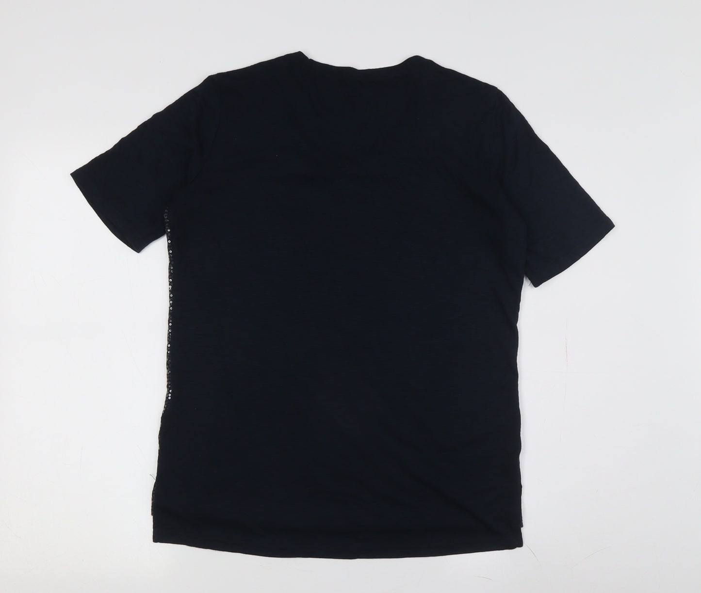 Canda Women's Black Sequin T-Shirt, Size S, Casual Wear
