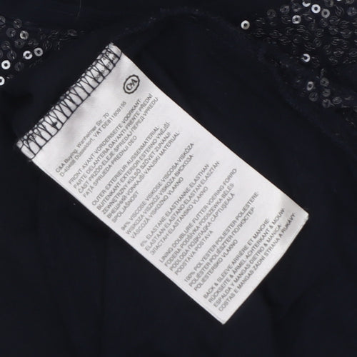 Canda Women's Black Sequin T-Shirt, Size S, Casual Wear