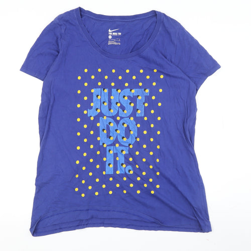 Nike Women Blue T-Shirt, Large, Casual Sports Style