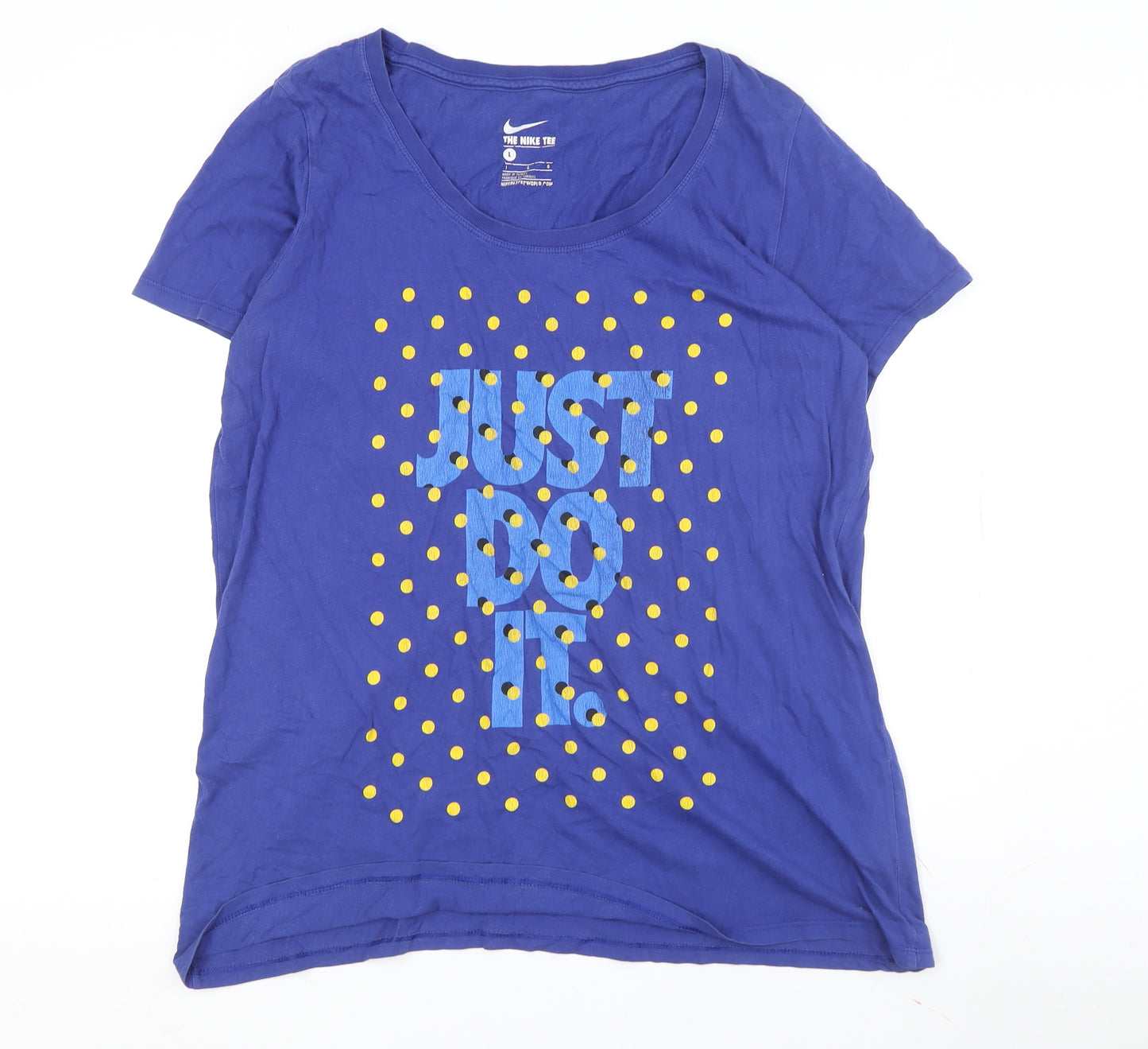 Nike Women Blue T-Shirt, Large, Casual Sports Style