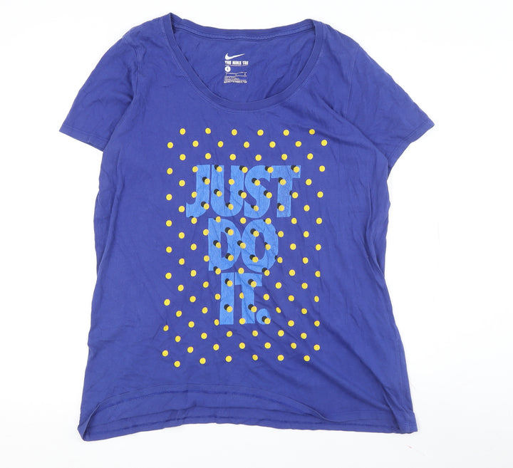 Nike Women Blue T-Shirt, Large, Casual Sports Style