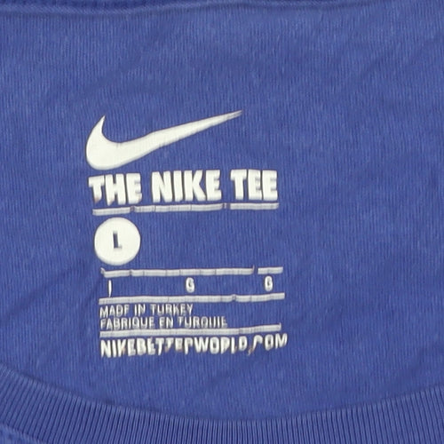 Nike Women Blue T-Shirt, Large, Casual Sports Style