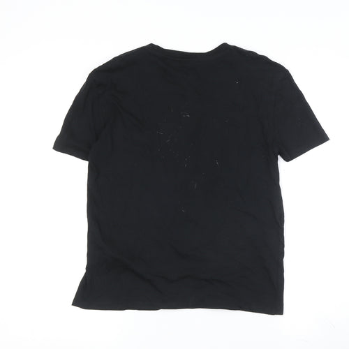 ZARA Women's Black Crew Neck T-Shirt, Small