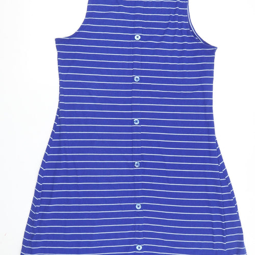 My Michele Women's Blue Striped Shirt Dress XL