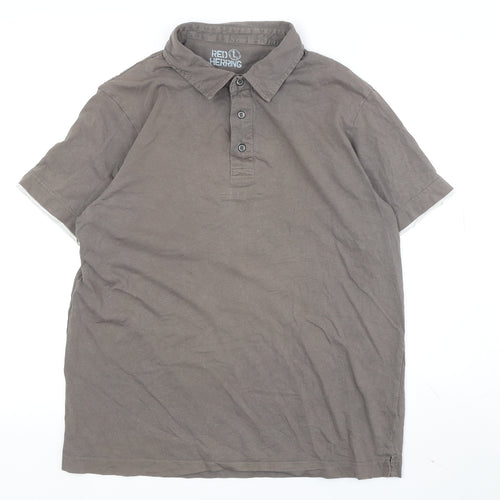 Red Herring Men's Brown Polo L Short Sleeve Casual