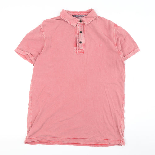 G-Star Men's Pink Polo, Medium, Light Wash, Short Sleeve