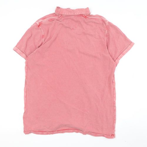 G-Star Men's Pink Polo, Medium, Light Wash, Short Sleeve