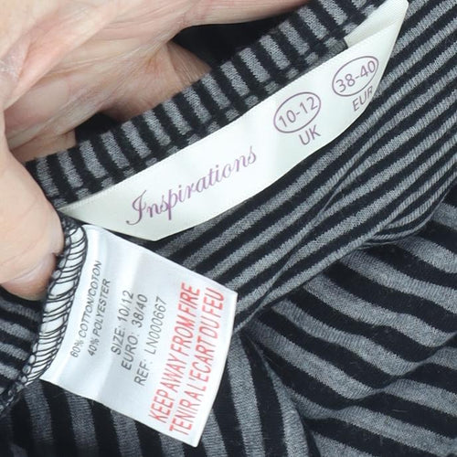 Inspirations Women's Black Striped T-Shirt Dress