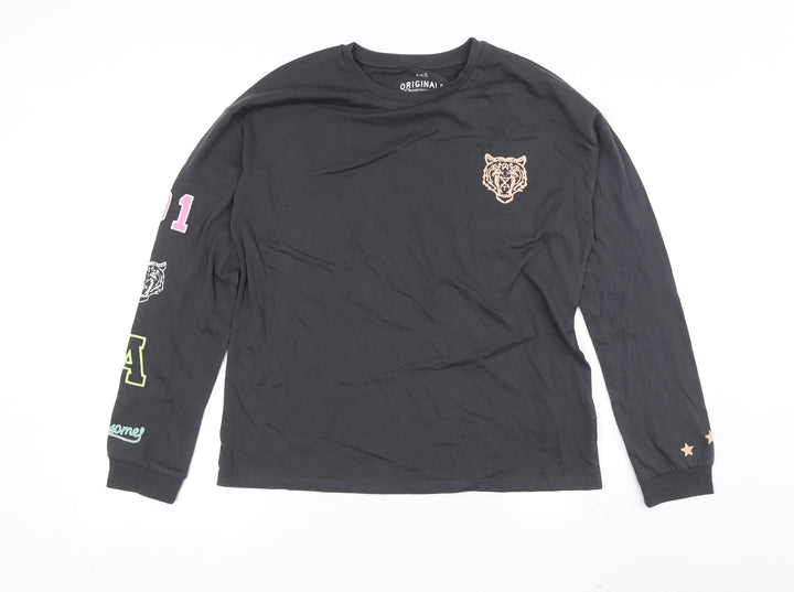 Marks and Spencer Boys Long Sleeve Black Graphic T-Shirt