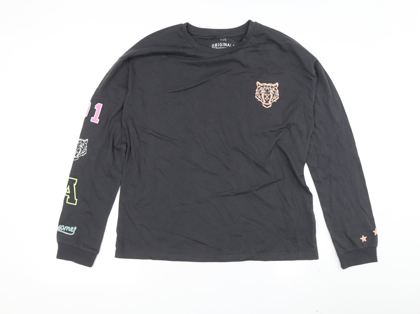Marks and Spencer Boys Long Sleeve Black Graphic T-Shirt
