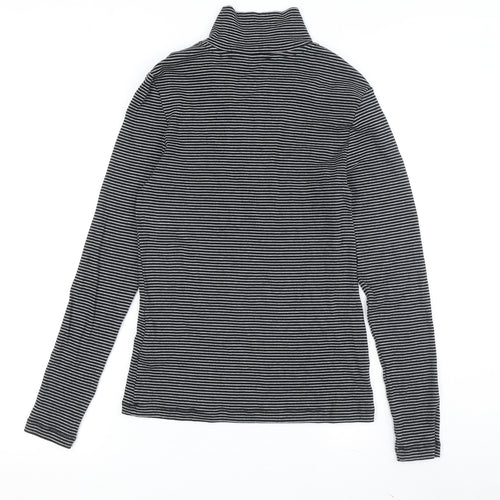 Marks and Spencer Women's Black Striped Zip High Neck Top