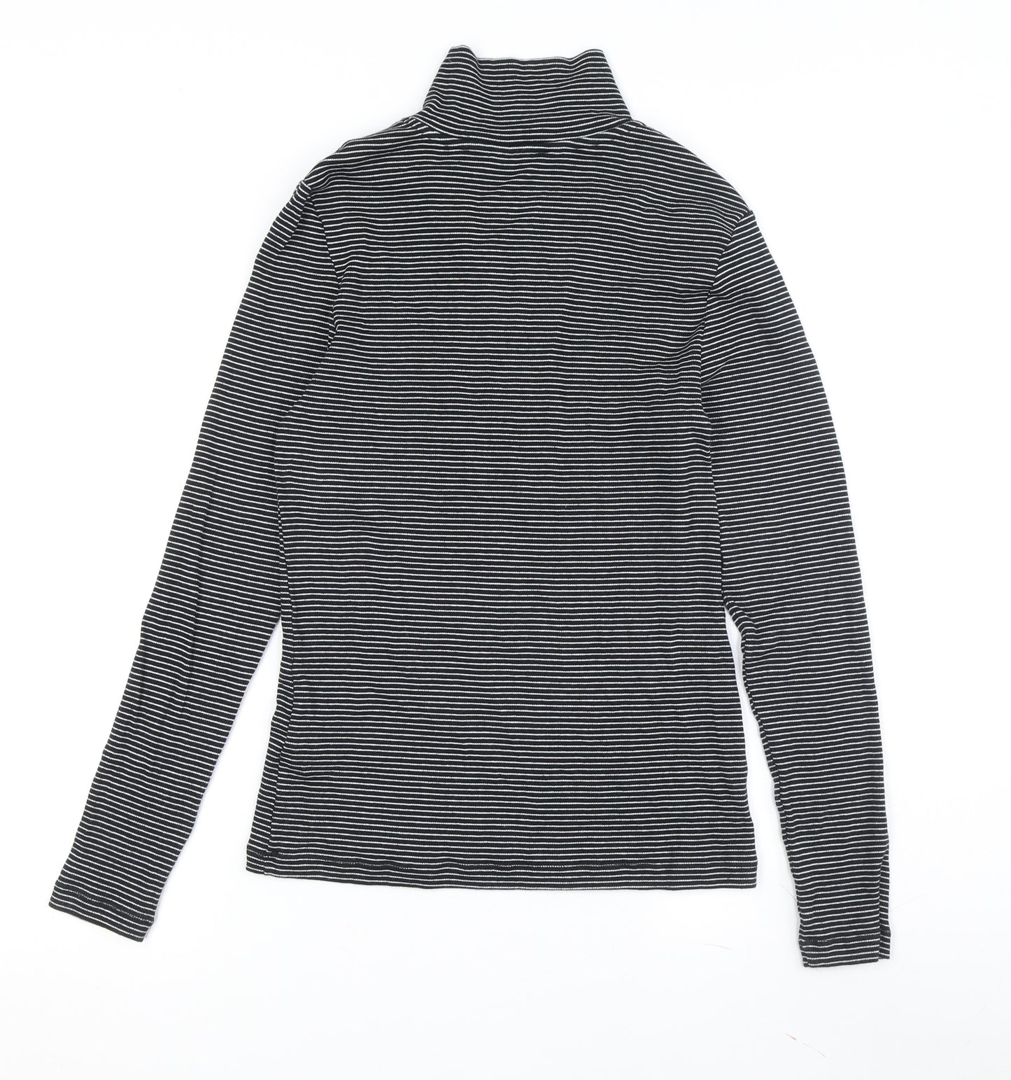 Marks and Spencer Women's Black Striped Zip High Neck Top
