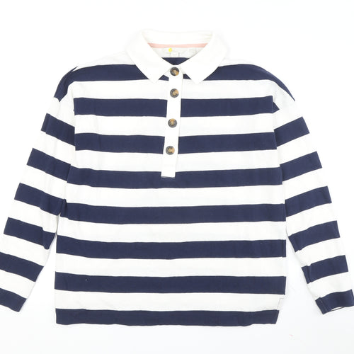 Boden Women’s Blue White Striped Polo Size 12