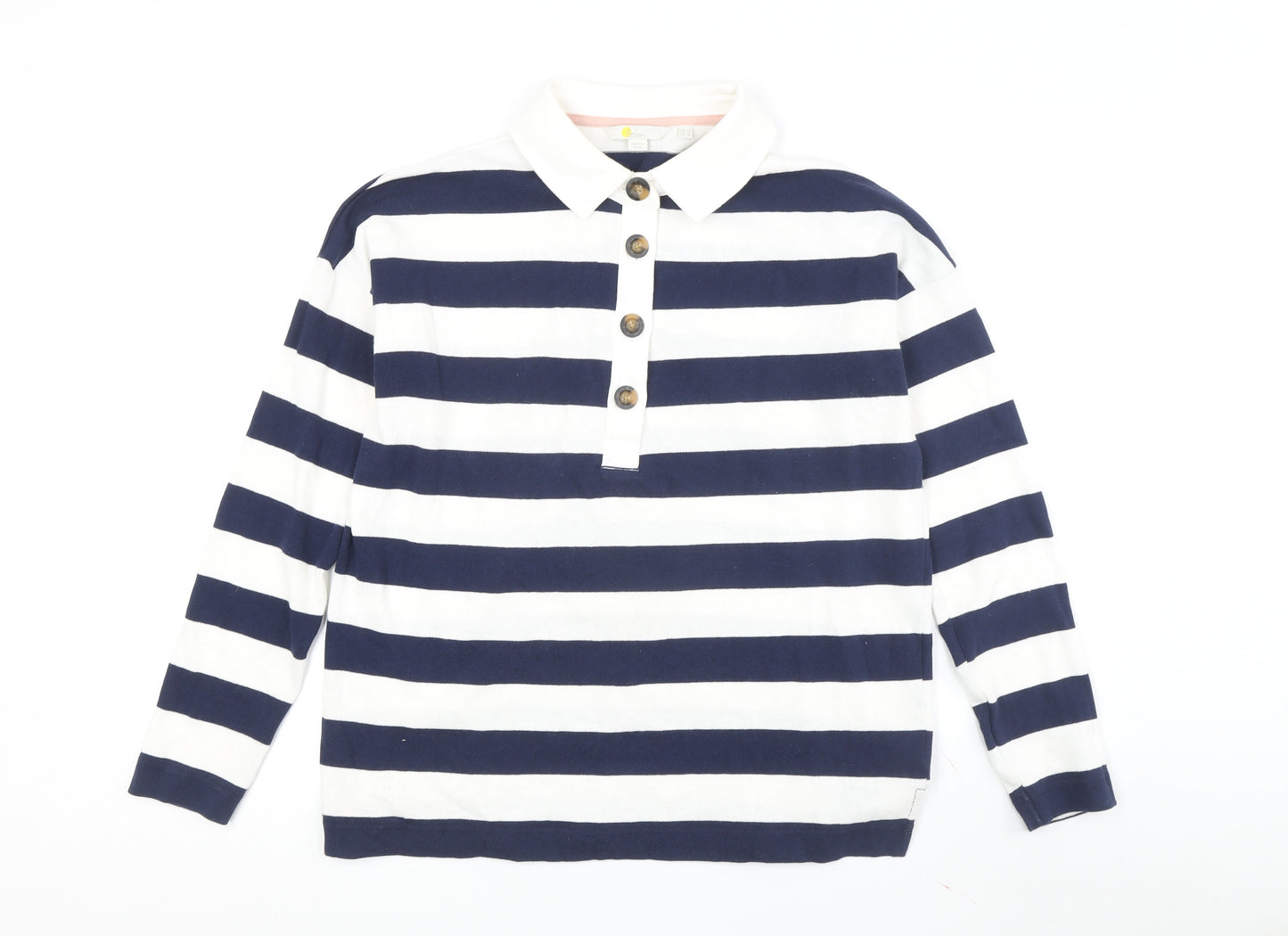 Boden Women’s Blue White Striped Polo Size 12