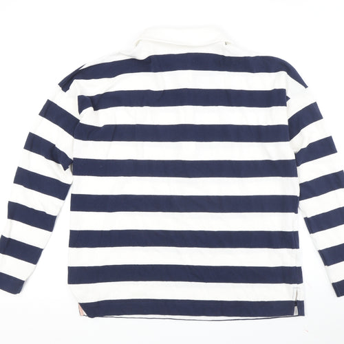 Boden Women’s Blue White Striped Polo Size 12