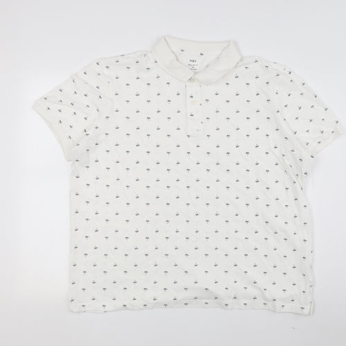 Marks and Spencer Men's White Polo 2XL Regular Fit