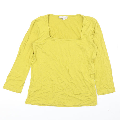 Hobbs Women Yellow 3/4 Sleeve Square Neck Top