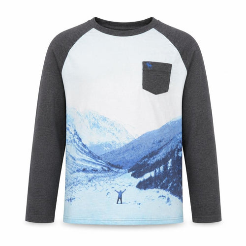 Abercrombie Boys Grey & Blue Graphic Print Long Sleeve T-Shirt
