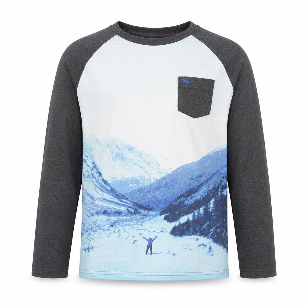 Abercrombie Boys Grey & Blue Graphic Print Long Sleeve T-Shirt