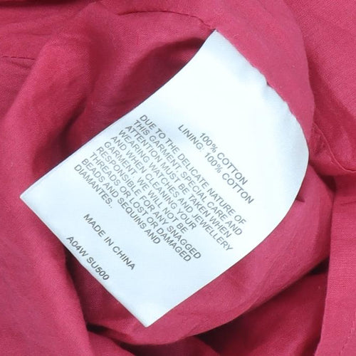 Whistles Women's Pink Embroidered Floral A-Line Skirt, Size 12